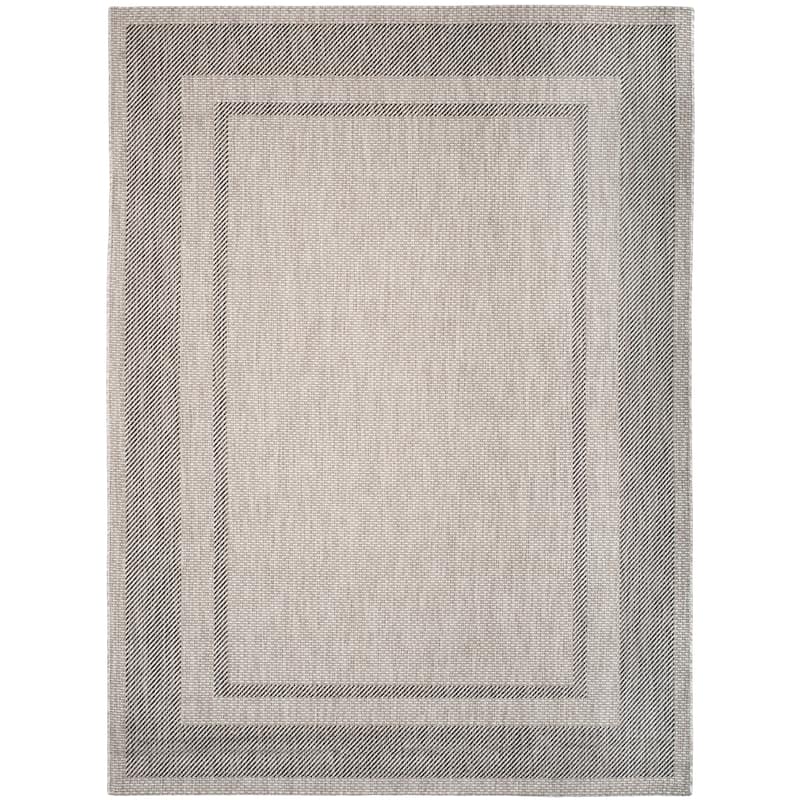 SAFAVIEH Courtyard Shpresa Indoor/ Outdoor Waterproof Patio Backyard Rug - 8' x 10' - Beige/Black