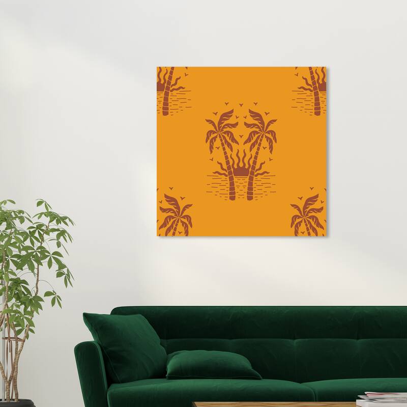Wynwood Studio Canvas Floral and Botanical Pumkin Palm Paradise Orange Modern & Contemporary Wall Art Canvas Print