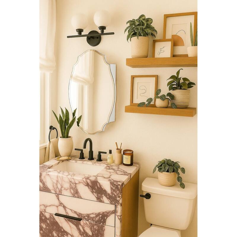 TEHOME Frameless Irregular Oval Medicine Cabinet Mirror with Adjustable Shelves - 20" x 30"