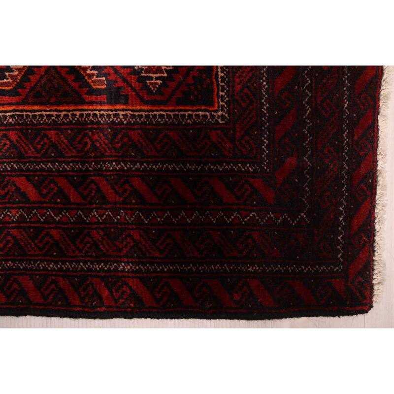 ECARPETGALLERY Hand-knotted Baluch Red Wool Rug - 3'1 x 6'1
