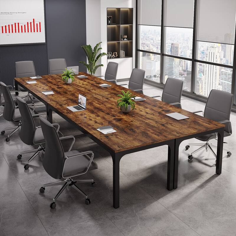 Modern Office 13FT Conference Table Set of 6, Large Rectangle Meeting Table, 78.74-Inch Long Business Seminar Table