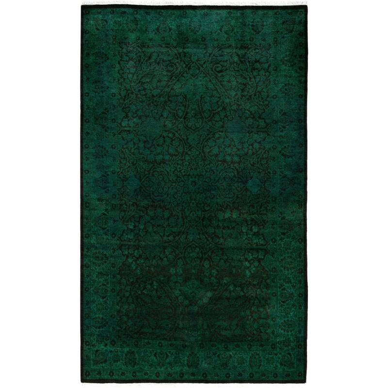 Overdyed One-of-a-Kind Hand-Knotted Area Rug - Green - 4' 1" x 6' 8"