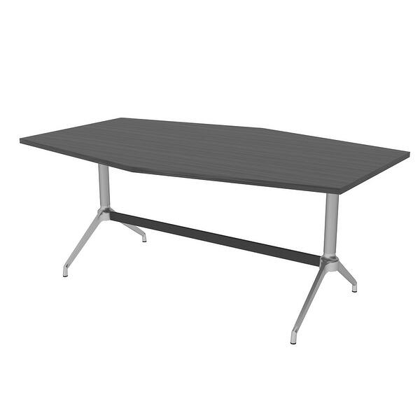 4x6 Hexagon Meeting Room Table With Trestle Base And Power Unit Bed