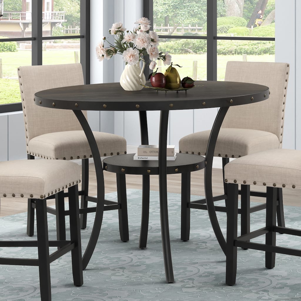 Corvus Eleanor 48" Round Counter Height Dining Table with Nailhead Trim