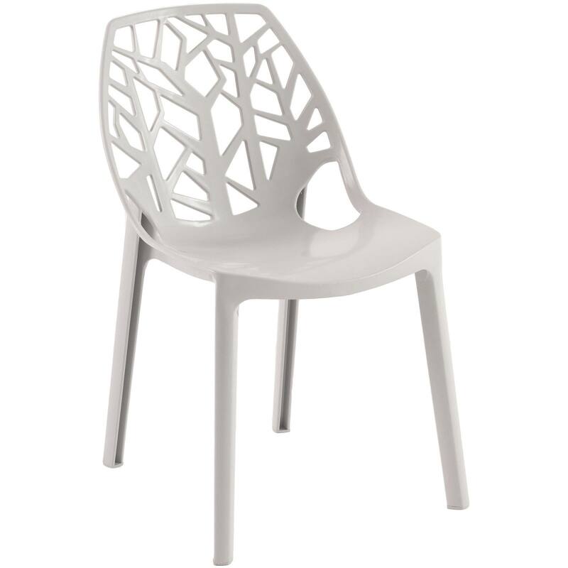 Stackable Dining Chair in Polypropylene (Set of 2) Modern Cut-out Design Backrest Accent Side Chair