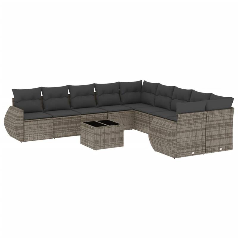 vidaXL Patio Sofa Set with Cushions Outdoor Conversation Furniture Poly Rattan