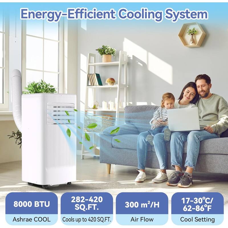 Portable Air Conditioners, Flarhetoric 8000 BTU Cooling/Fan/Dry 3 IN 1 Portable Ac unit for Room 420 SQ.FT