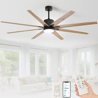 Sofucor 76 Inch Ceiling Fan with Light and Remote,8 Blades,Smart Control,Reversible Airflow