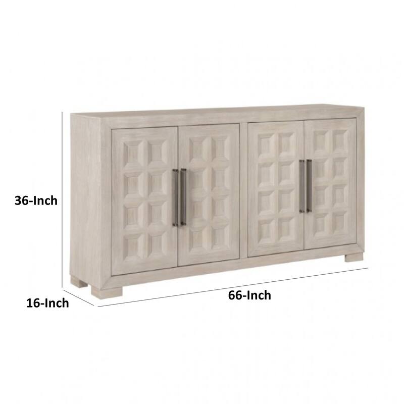 Kizie Sideboard Buffet Console 4 Doors, Shelves, Tawny Brown 66 Inch
