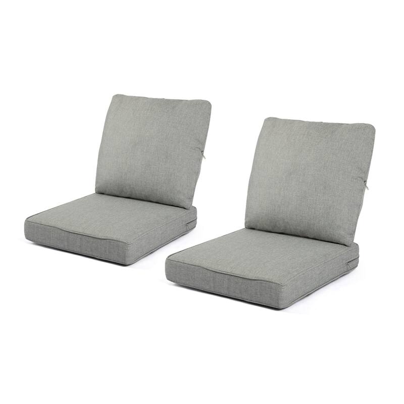 24 x 22 in. 2-Piece Deep Seating Outdoor Lounge Chair Cushions - Light Grey