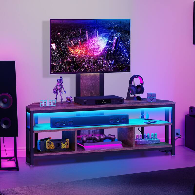 Moasis LED Light TV Stand with Mount, Power Outlet amd USB Port for TVs up to 70"