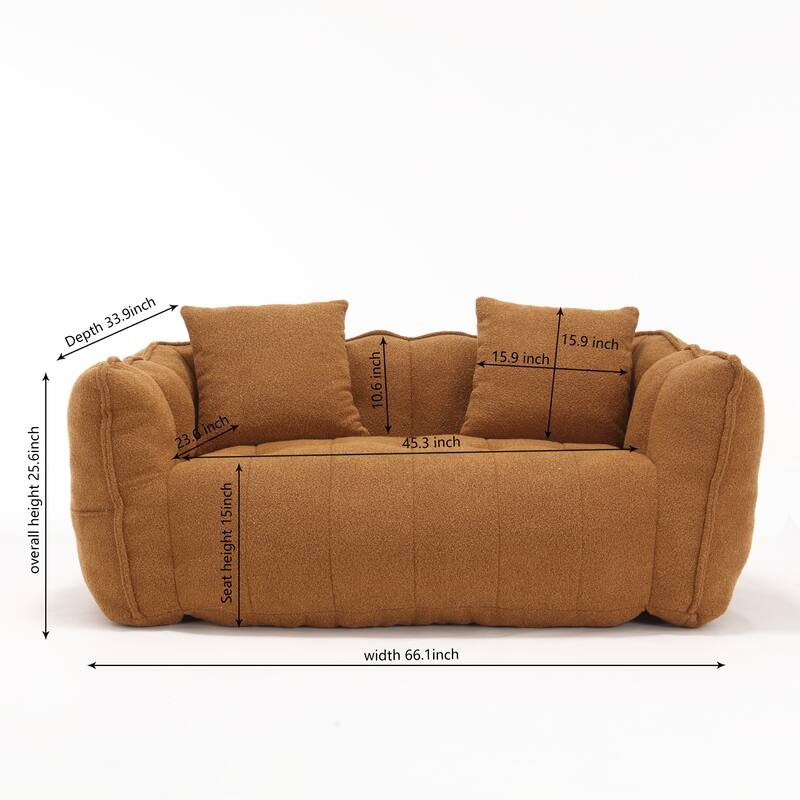 66-Inch Chenille Upholstered Loveseat with Pillows