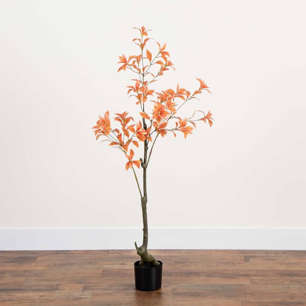 Pieris Artificial Potted Tree - 4.5' - Orange