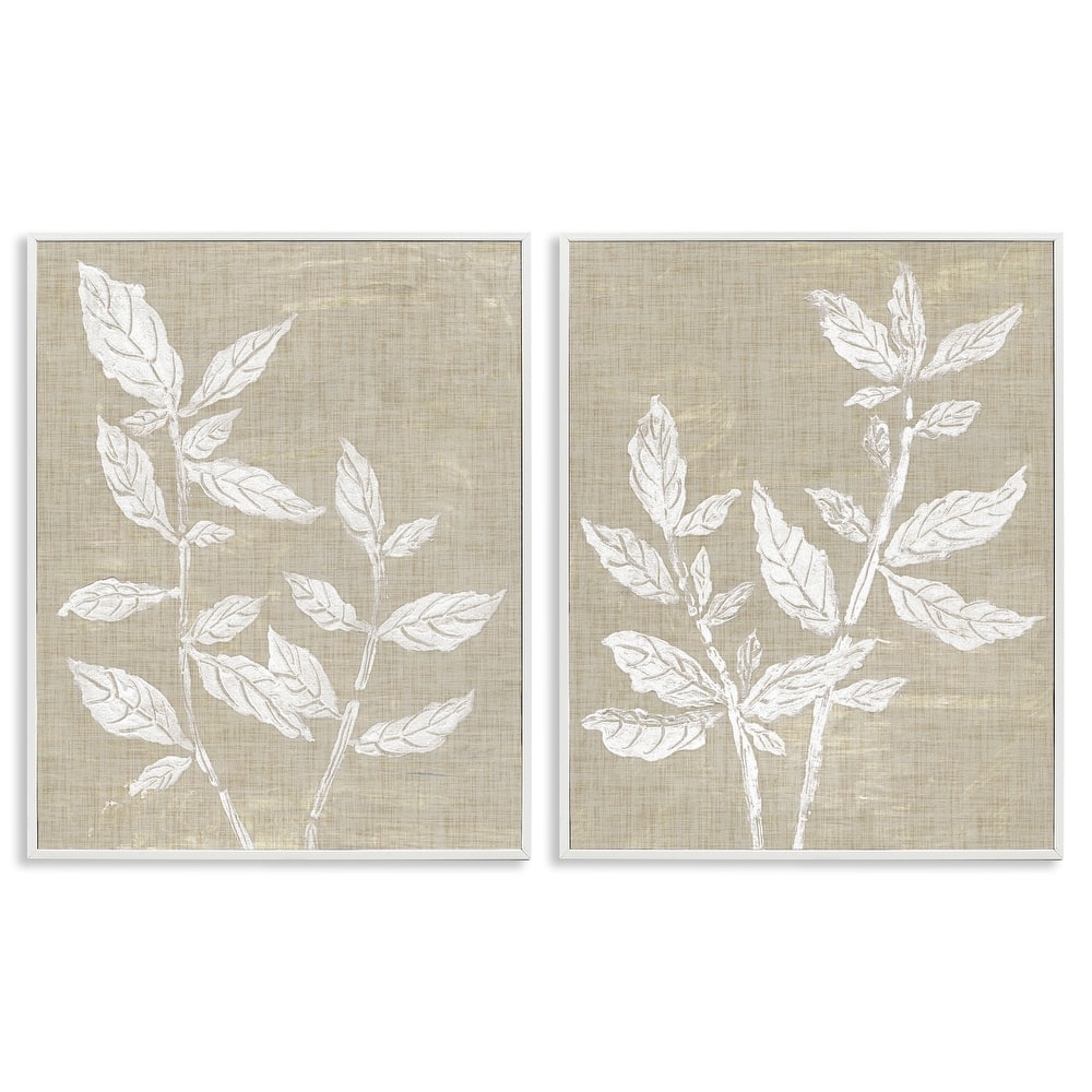 Stupell Botanicals on Textile Pattern Framed Giclee Art Design By Melissa Wang (Set of 2)