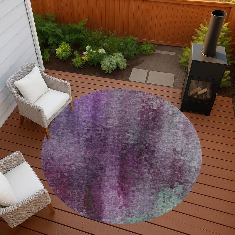 Machine Washable Indoor/ Outdoor Abstract Ombre Chantille Rug - Purple - 8' x 8'