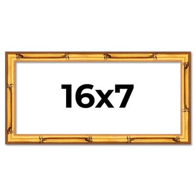 16x7 Frame Gold Bamboo Picture Frame Modern Photo Frame Includes UV Acrylic Shatter Guard Front Acid Free Foam Backing Board