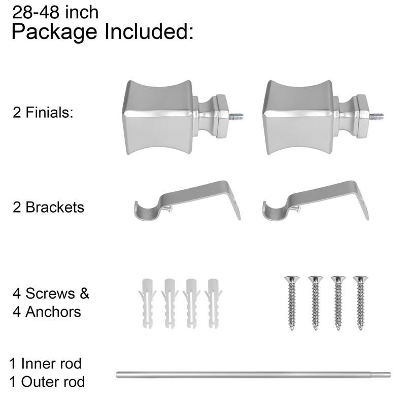 UTOPIA ALLEY Wall Mounted 3/4 Inch Curtain Rod - Curtain Rods For Windows, Adjustable Drapery Rods