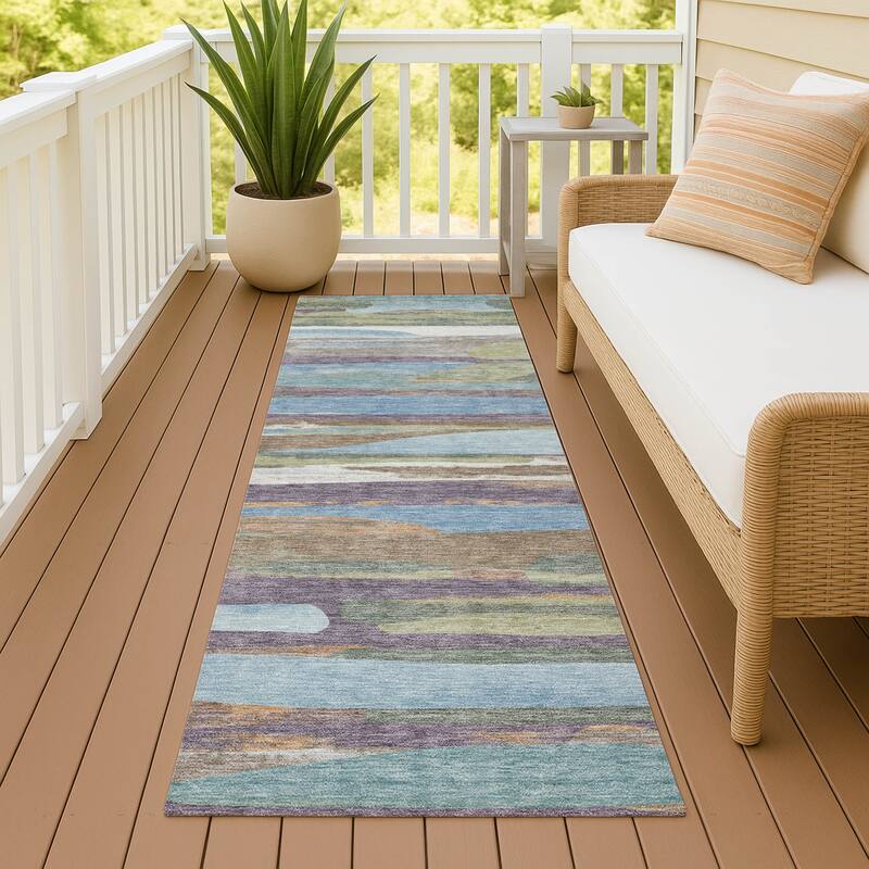 Machine Washable Indoor/ Outdoor Casual Merriam Chantille Rug - Purple - 2'3" x 7'6"