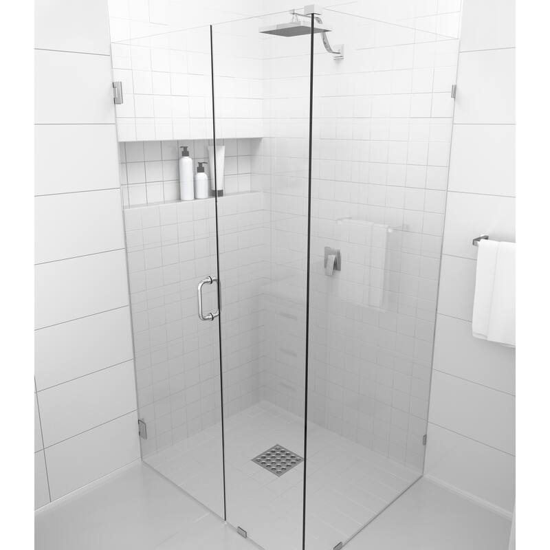 Glass Warehouse 78" x 41" x 36" Frameless 90 Degree Shower Enclosure - Wall Hinge