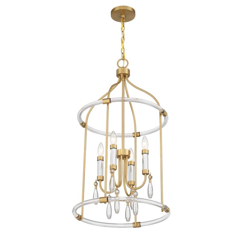 Mayfair 4-Light Pendant in Warm Brass and Chrome