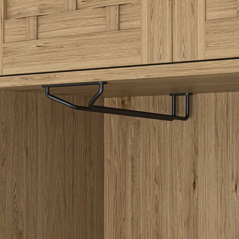 Accent Kitchen Buffet and Hutch Wooden Storage Cupboard with Glass Accent Drawer, and Microwave Space