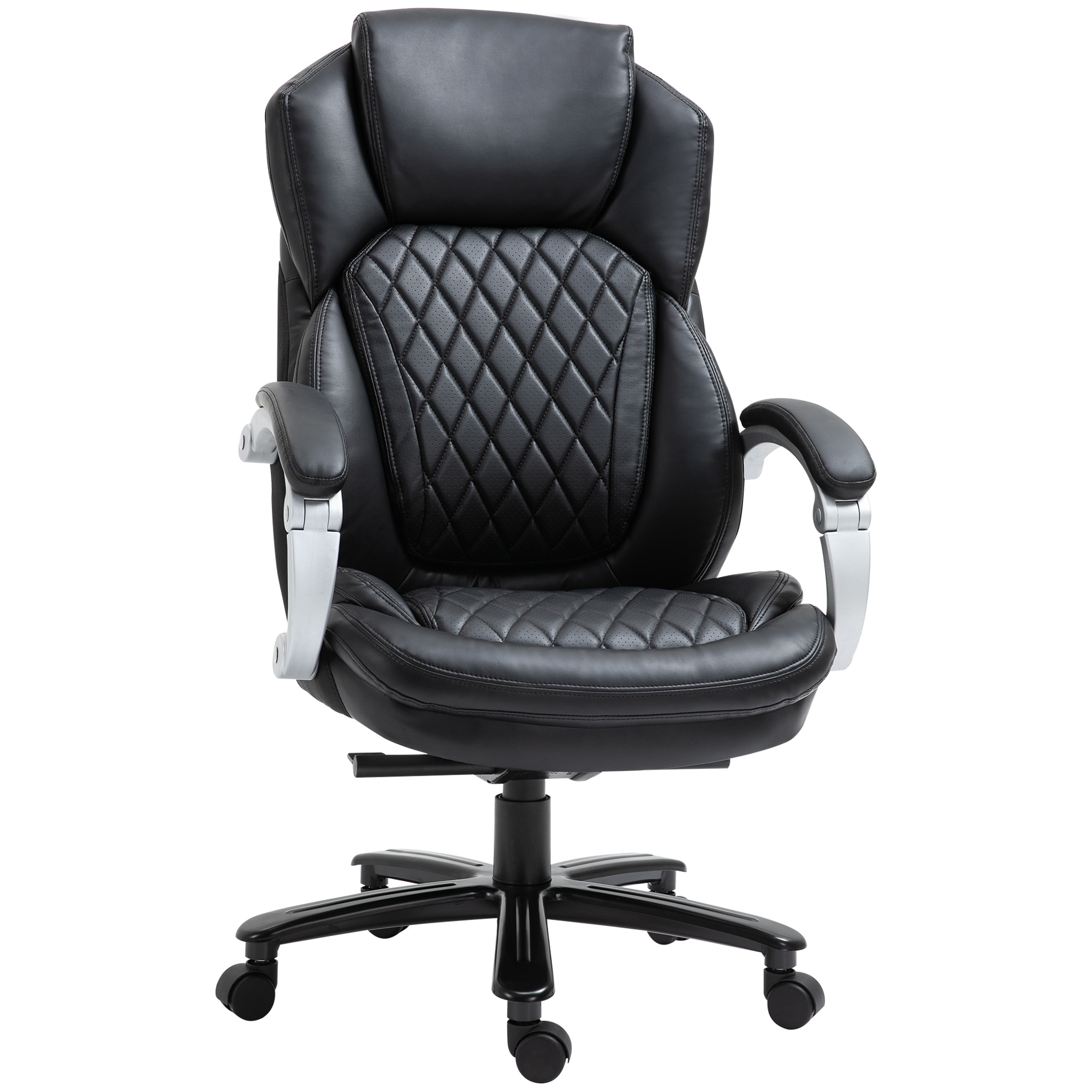 Vinsetto Heavy Duty Office Chair 350lbs Capacity Mesh Faux Leather Rocker Ergonomic Adjustable Height with Wheels Black