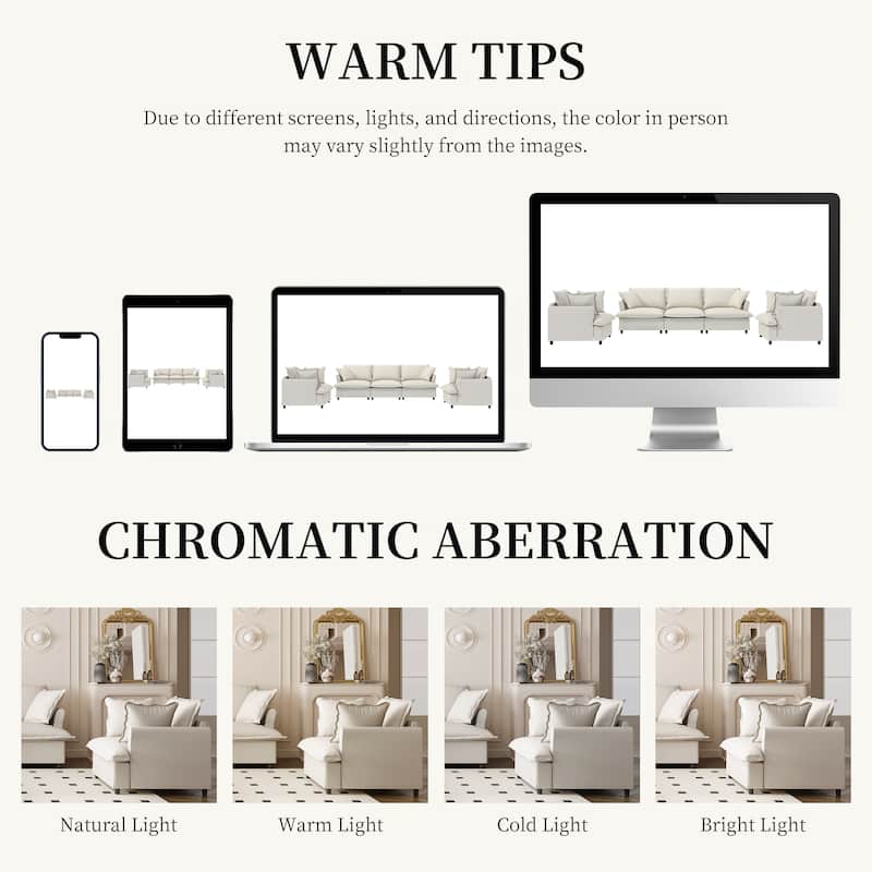 Chenille Sectional Sofa,Modular Cloud Sleeper Couch Set with Pillows
