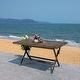 preview thumbnail 8 of 59, SAFAVIEH Outdoor Akita Folding Table with Umbrella Hole - 54.6" x 31.2" x 28.08"