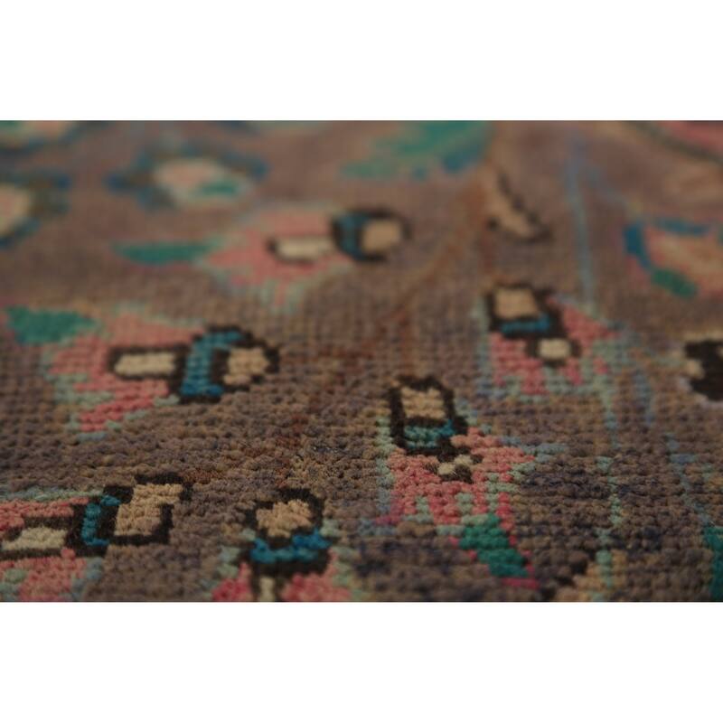 Brown Floral Tabriz Persian Rug Traditional Hand-Knotted Wool Carpet - 8'2"x 11'7"