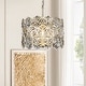 preview thumbnail 9 of 7, 4-Light Glam Silver Leaf Drum Chandelier with Hexagonal Glass Accents - W:16.4"