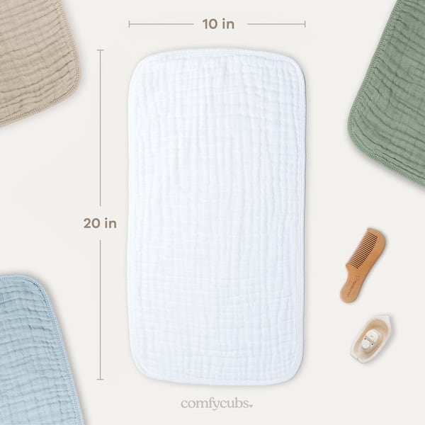 dimension image slide 18 of 21, Muslin Burp Cloths Large 100% Cotton by Comfy Cubs