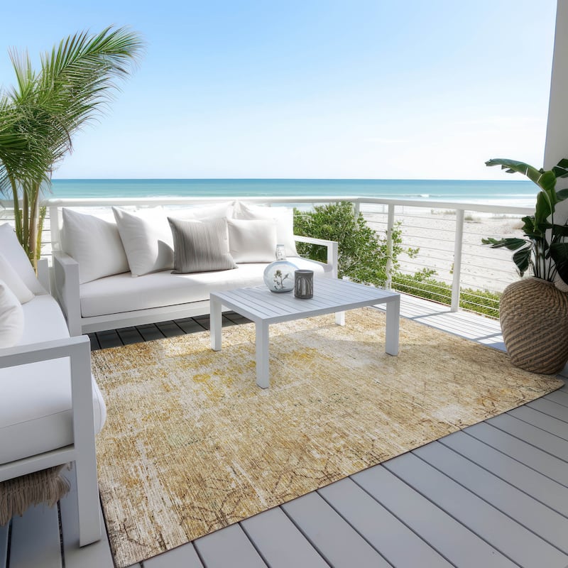 Machine Washable Indoor/ Outdoor Boho Moroccan Chantille Rug