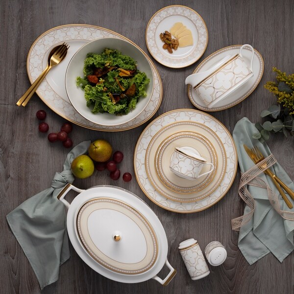 Trefolio Gold 40-Piece Dinnerware Set, Service for 8 - Bed Bath