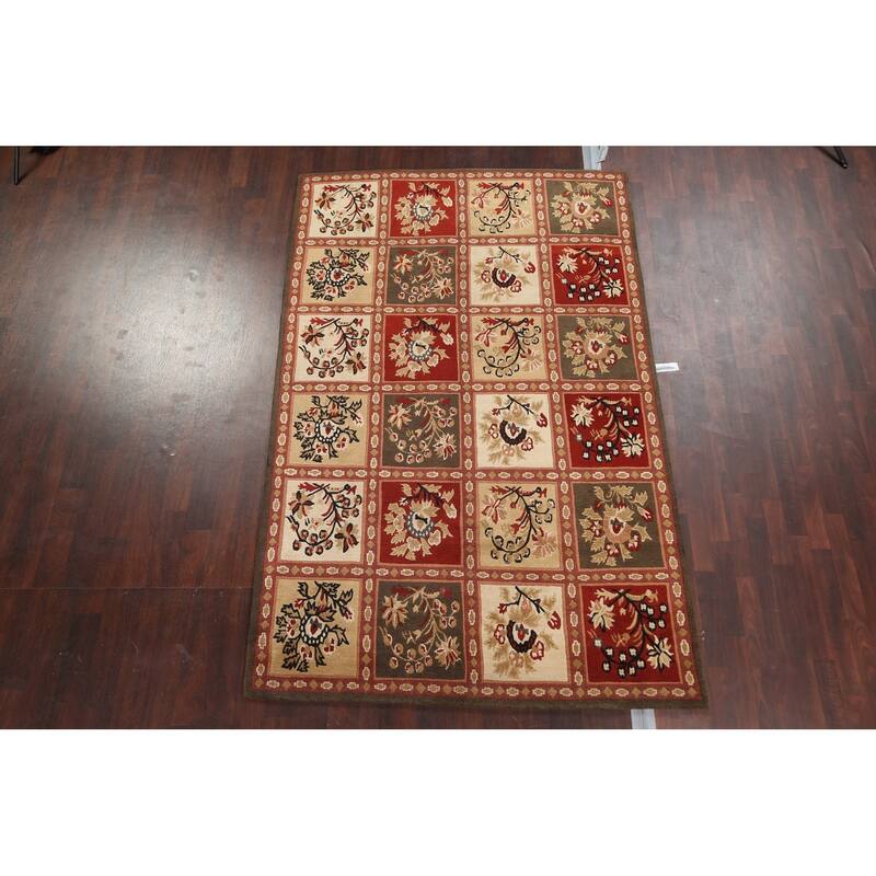 Garden Design Nepalese Vegetable Dye Oriental Wool Area Rug Handmade - 6'1" x 9'8"