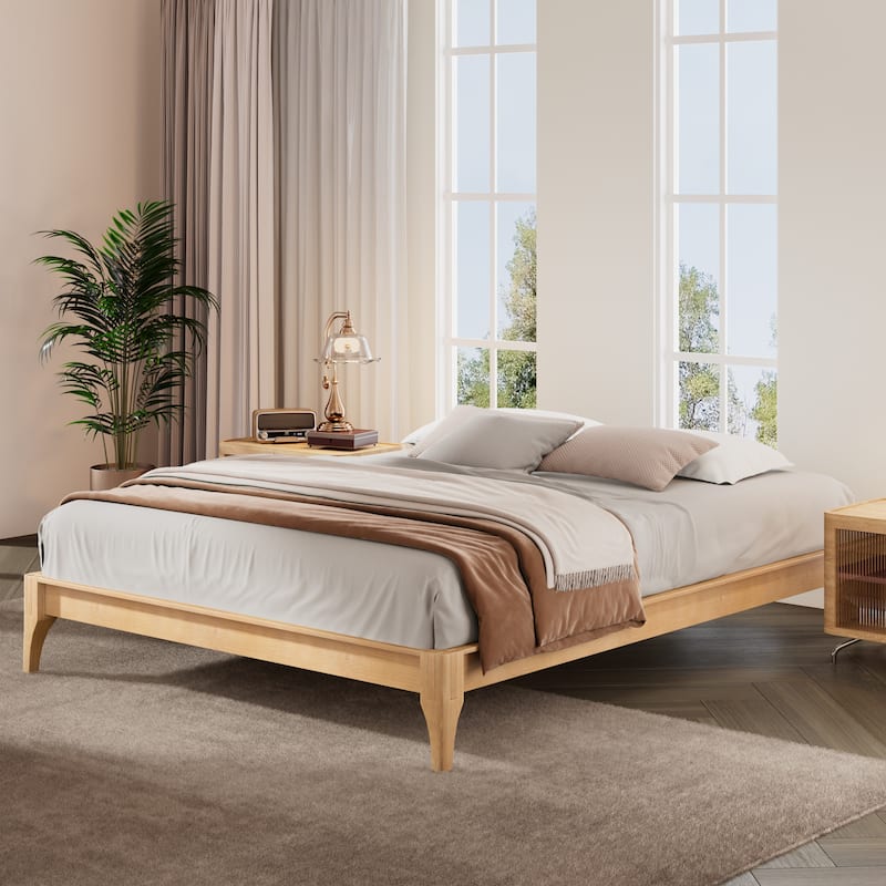 Solid Dry Bamboo Wood Platform Bed Frame by Harper&Bright Designs - King - Natural