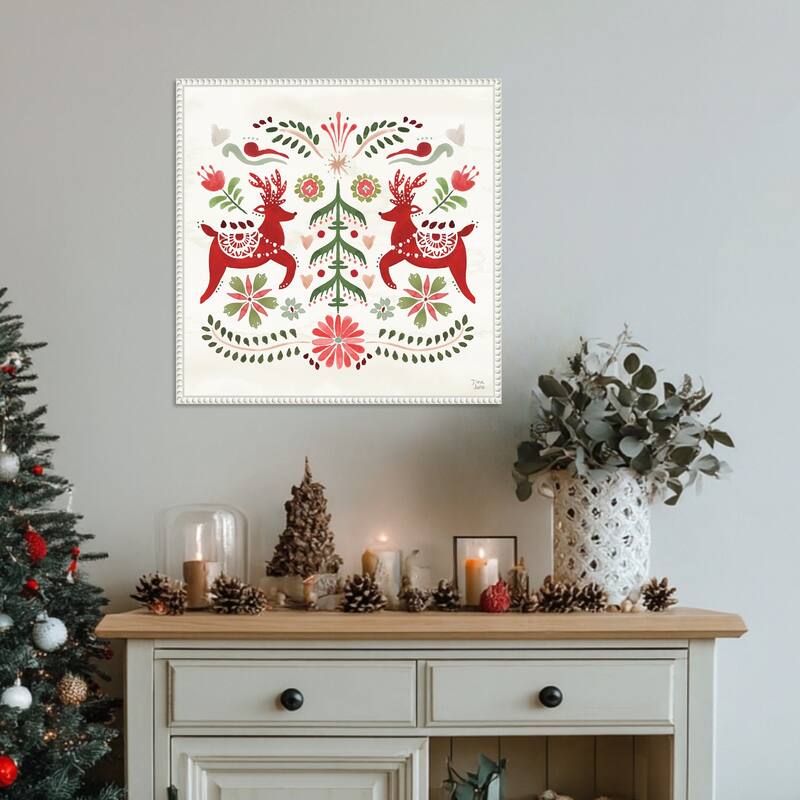Festive Season II by Dina June (22 x 22 in.), Framed Canvas Wall Art Print - Sylvie Beaded White