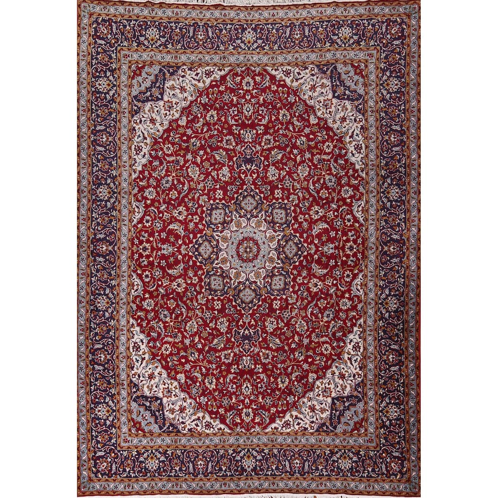 Traditional Red Kashan Turkish Rug Living Room Machine Made Carpet - 9'7" x 12'10"