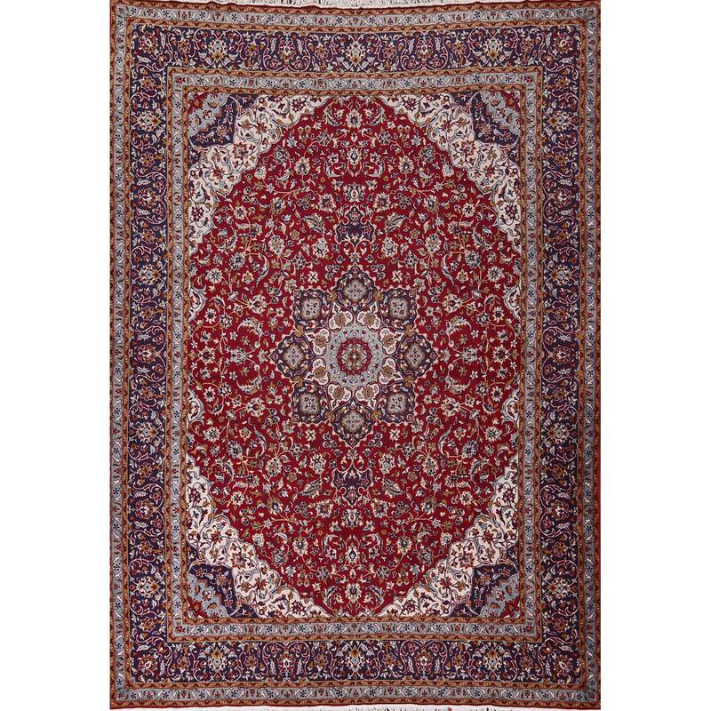 Traditional Red Kashan Turkish Rug Living Room Machine Made Carpet - 9'7" x 12'10"