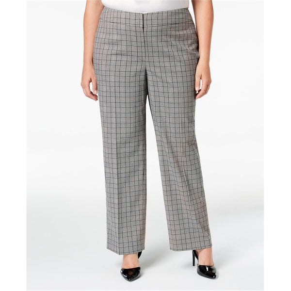 Women's grey plaid dress pants clearance