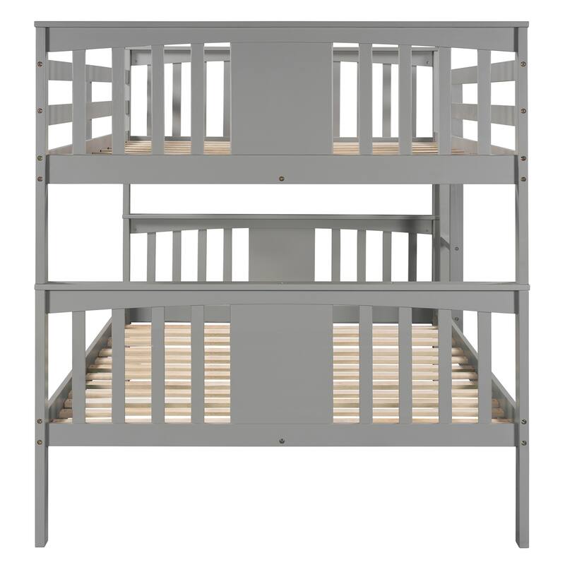Full Over Full Bunk Bed, Convertible into Two Beds, with Guardrail and Ladder