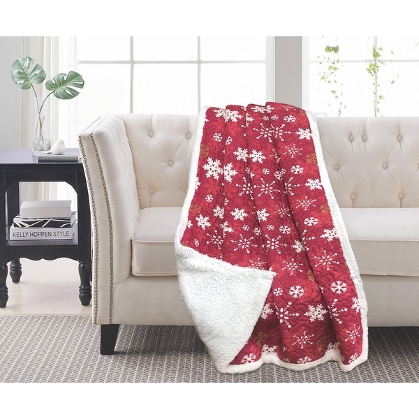Snowflake Red Sherpa Throw 50x60. Opens flyout.
