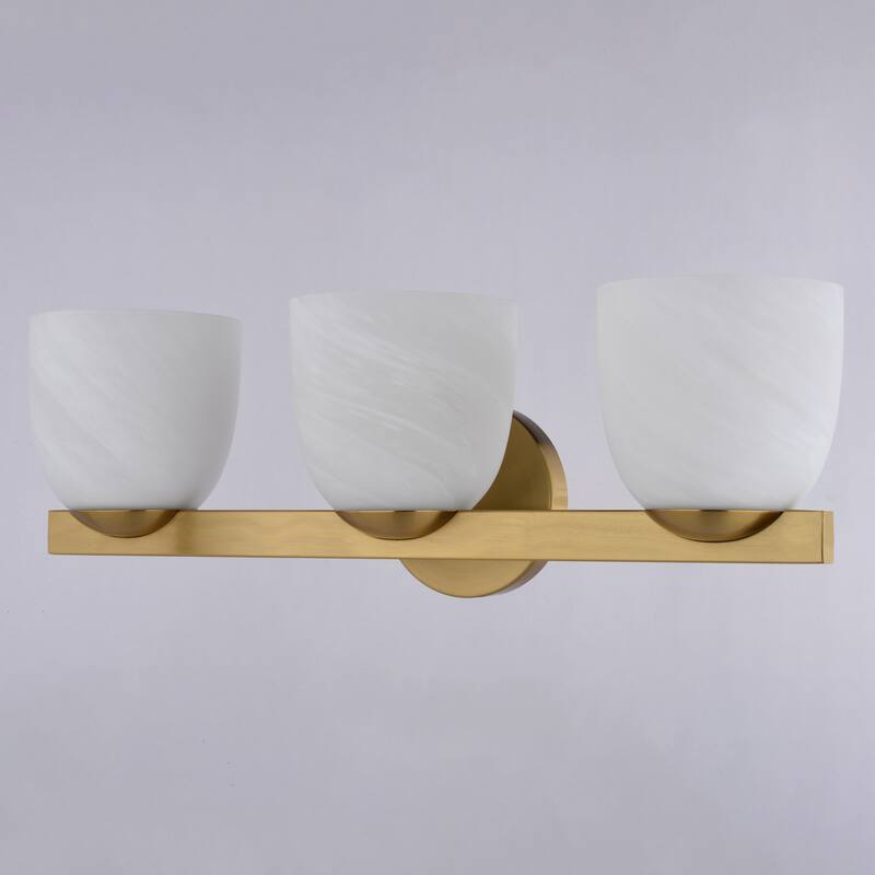 VAXCEL Bosworth Contemporary Bathroom Vanity Wall Light Fixture, White Alabaster Glass Shade, Dimmable, Reversible
