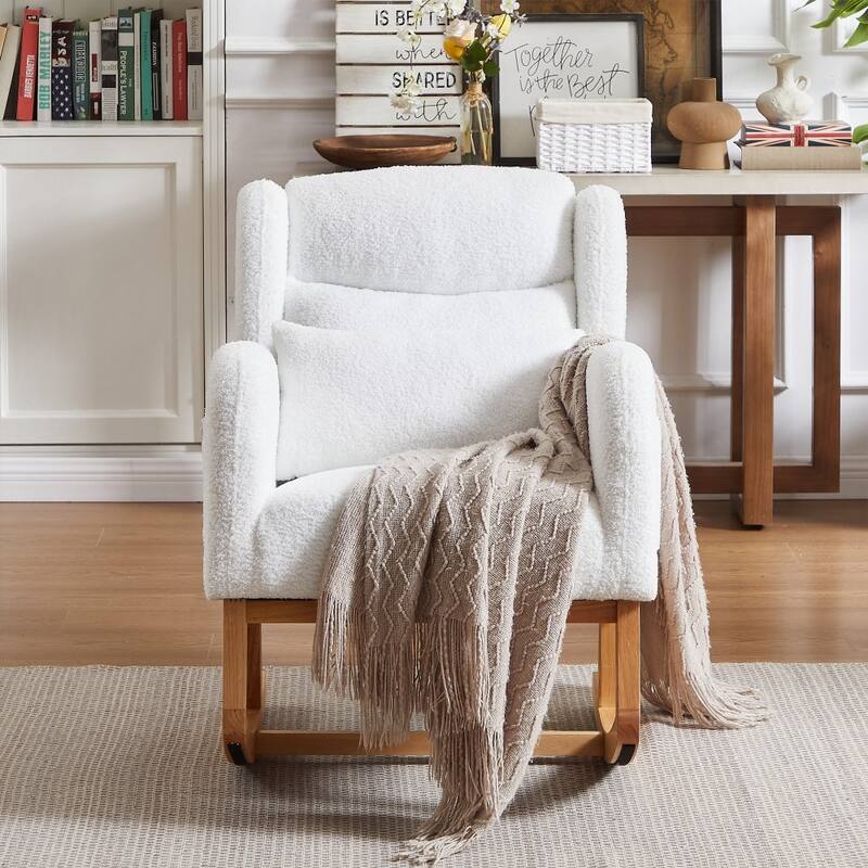27.2" Modern Upholstered Rocking Chair with Two Side Pocket for Living Room