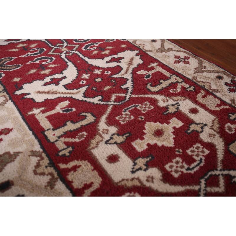 Red Oushak Oriental Runner Rug Handmade Wool Carpet - 2'8"x 7'10"