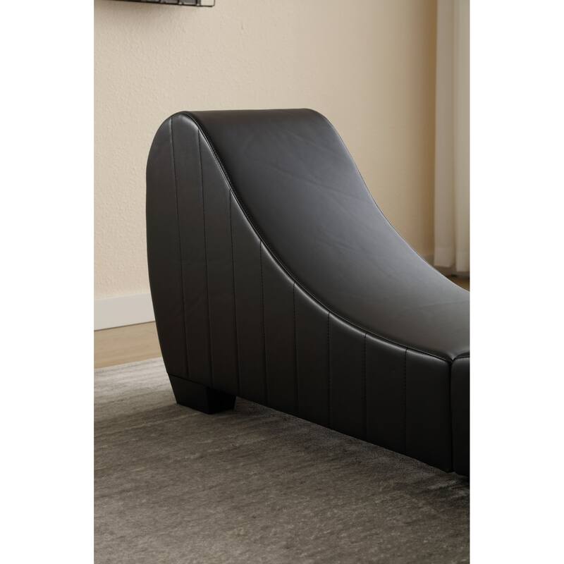 Black 62.2" Chaise Longue Chair with Wood Frame