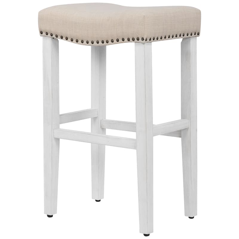 Jameson Upholstered Polyester Antique White 29 Inch Bar Stool (Set Of 2)