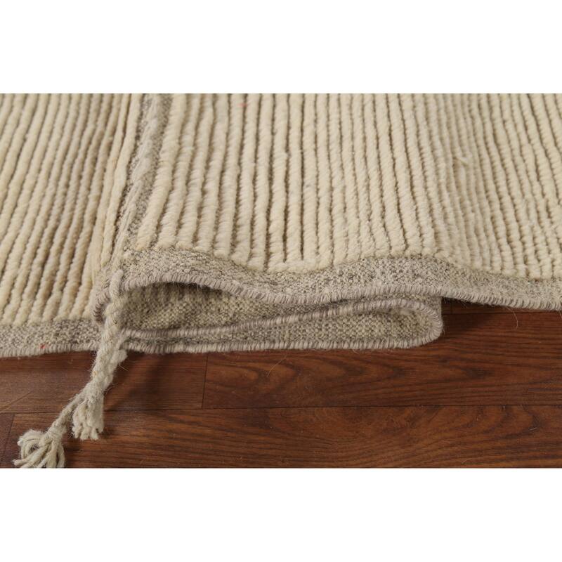 Moroccan Oriental Area Rug Hand-Knotted Abstract Wool Carpet - 8'1"x 10'11"