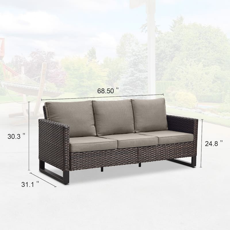 Gymojoy 3-Seat Outdoor Sofa, All-Weather PE Wicker