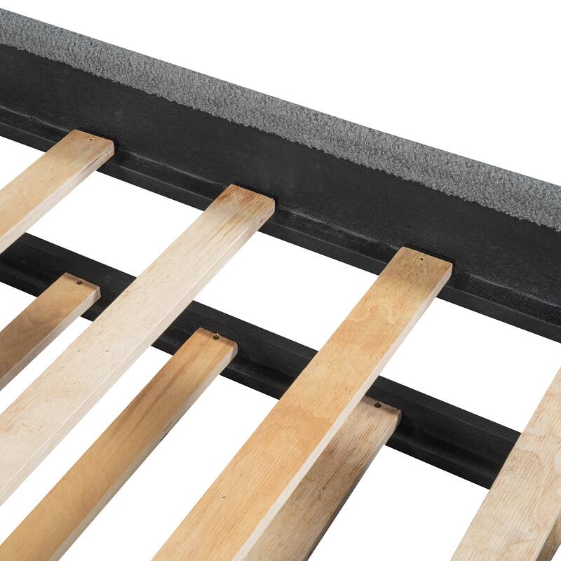 Teddy Fleece Platform Bed with Trundle, USB Ports, and LED Light