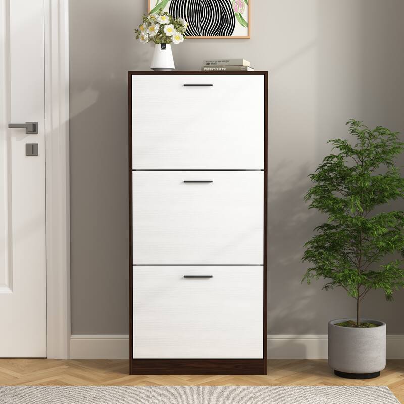 Shoe Storage Cabinet with 3 Flip Drawers&1 Drawer, Slim Freestanding Storage Racks